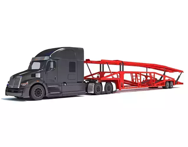 Car Hauler Transporter Trailer Semi Truck 3D model