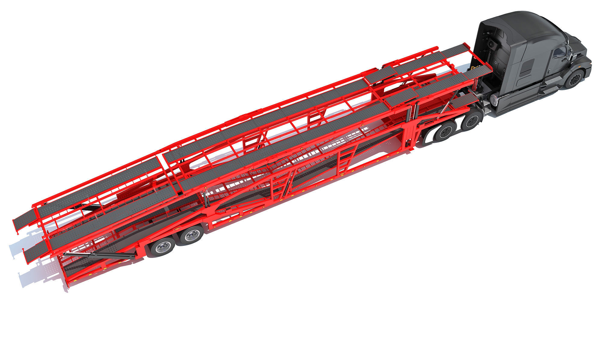 Car Hauler Transporter Trailer Semi Truck 3D model_6