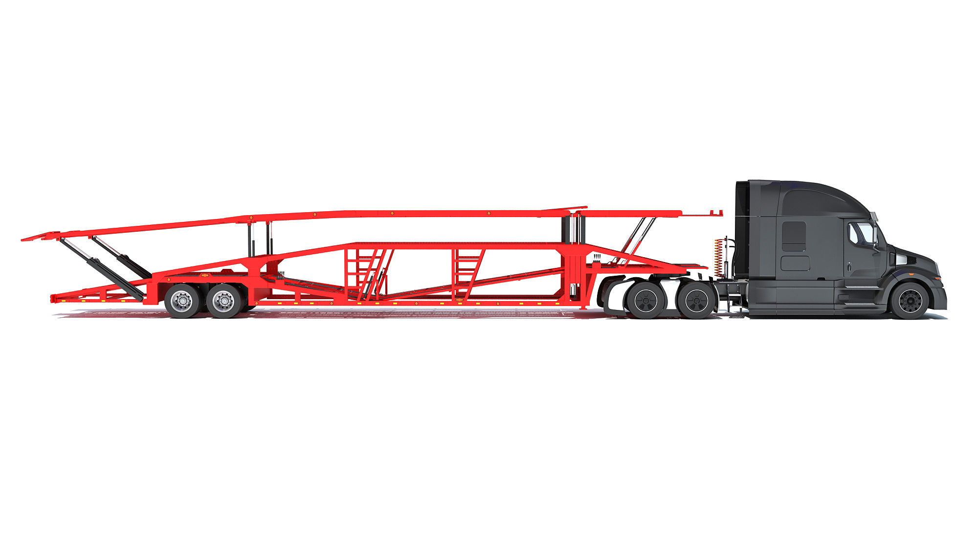 Car Hauler Transporter Trailer Semi Truck 3D model_5