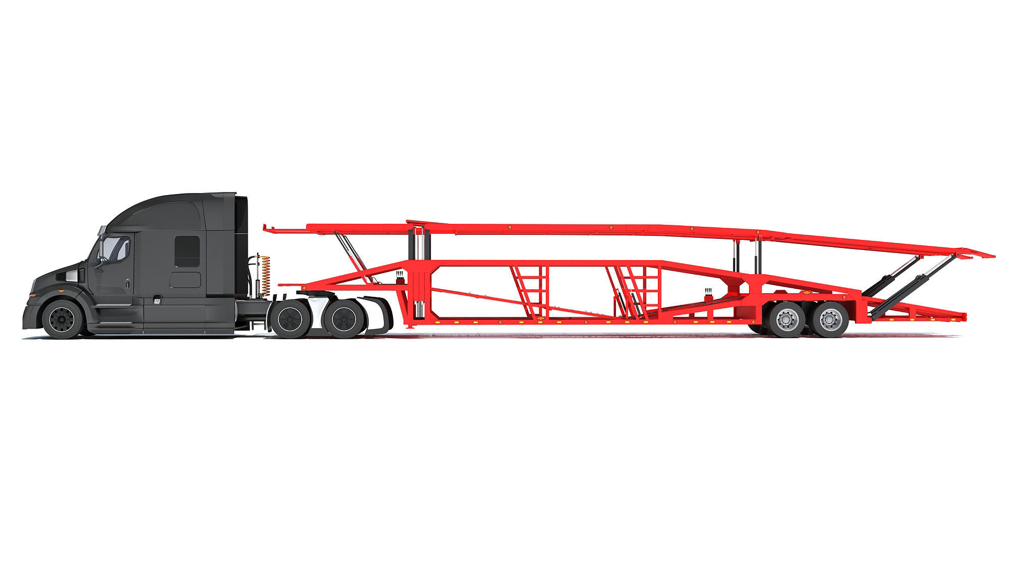 Car Hauler Transporter Trailer Semi Truck 3D model_1