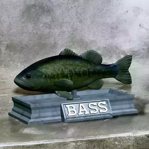 fish Largemouth Bass  statue detailed texture  3D print model