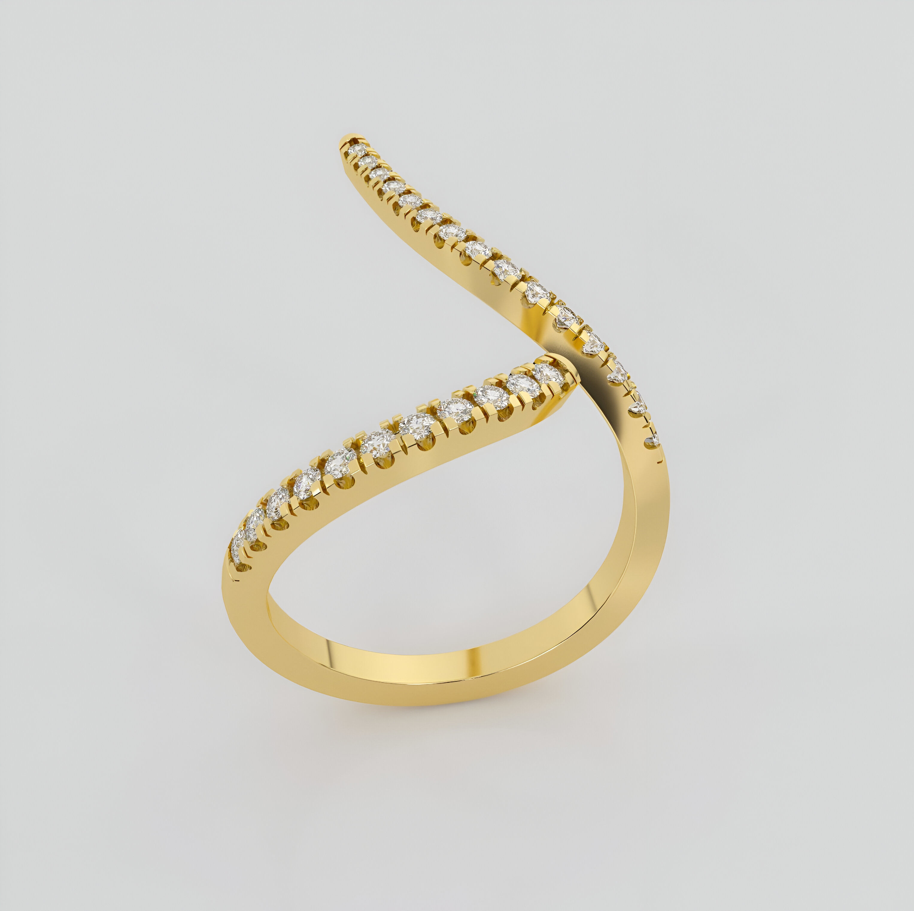 Curved Wire Diamond Band Ring 3dm stl obj renders details 3D print model_1