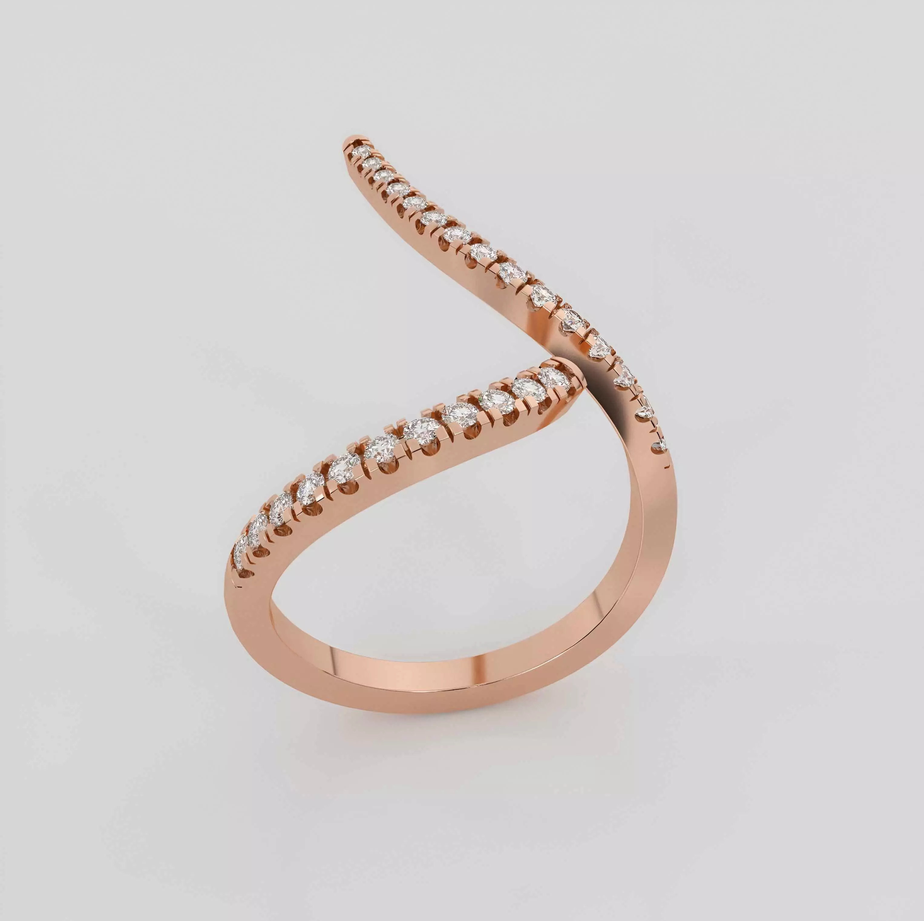 Curved Wire Diamond Band Ring 3dm stl obj renders details 3D print model_0