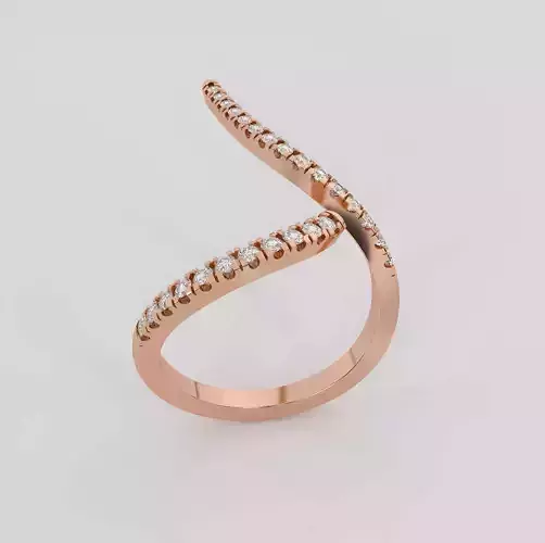 Curved Wire Diamond Band Ring 3dm stl obj renders details 3D print model
