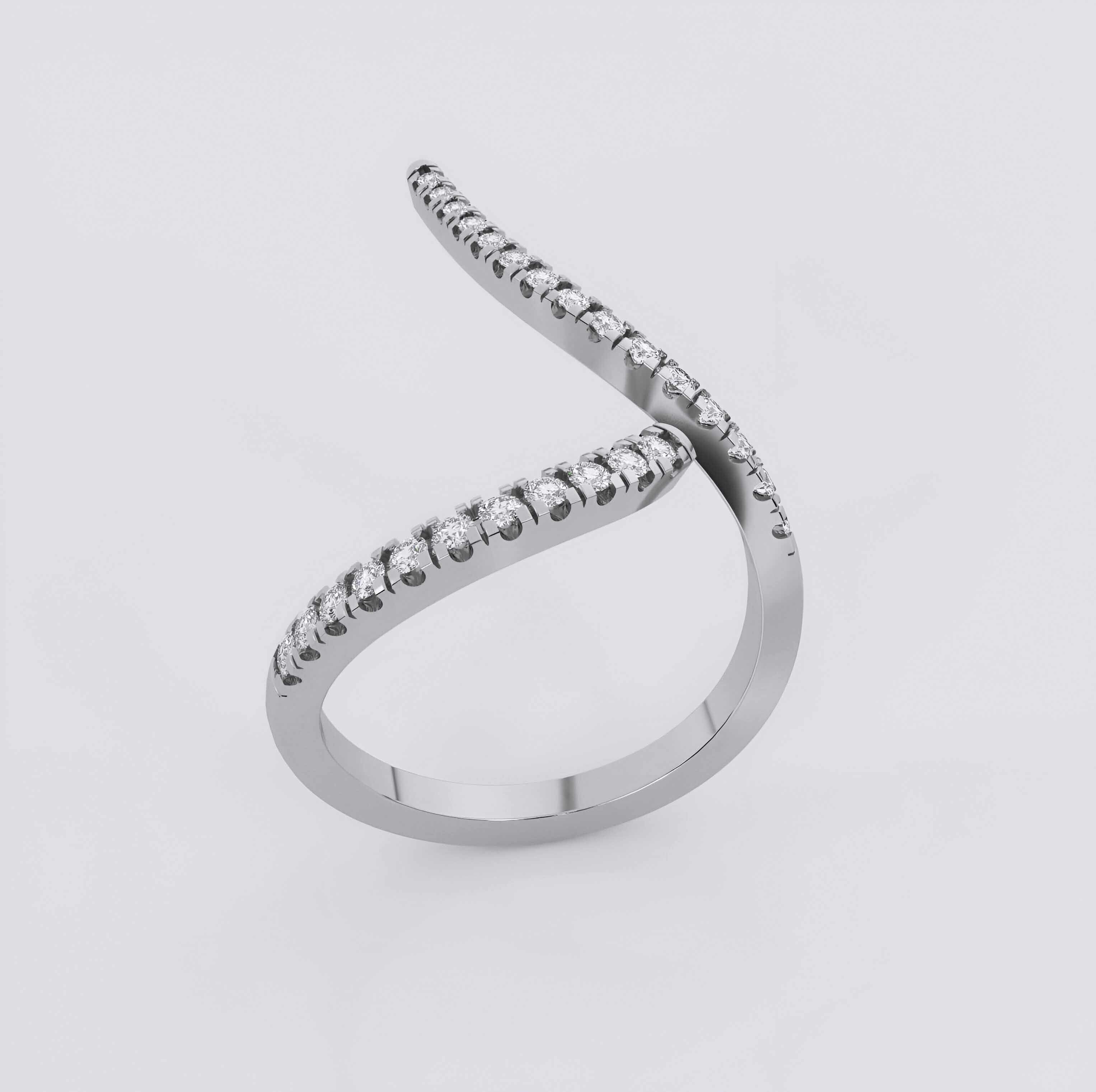 Curved Wire Diamond Band Ring 3dm stl obj renders details 3D print model_2