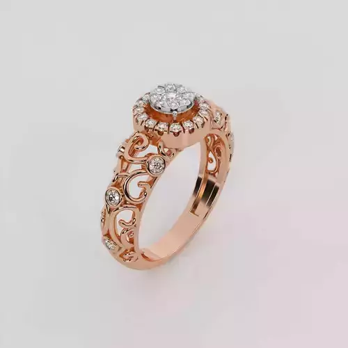 Vines Mesh Wire Halo Diamond Ring 3dm stl obj render