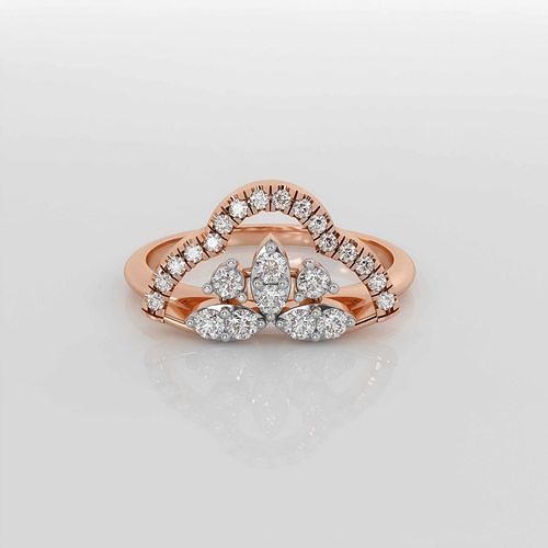 Half Flower Diamond Ring 3dm stl obj renders details 3D print model