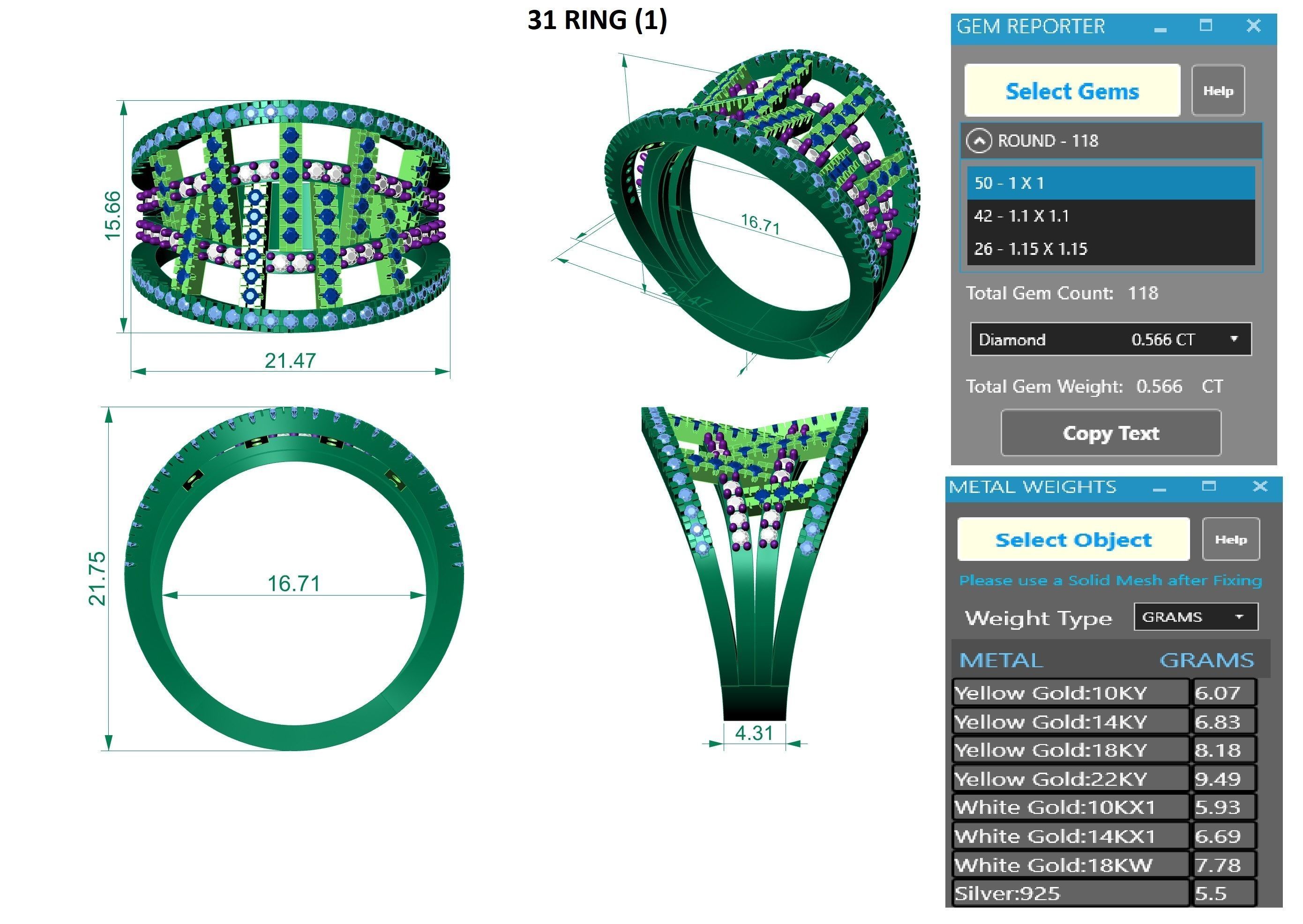 Woven Mesh Dual Fusion Ring 3dm stl obj renders details 3D print model_3