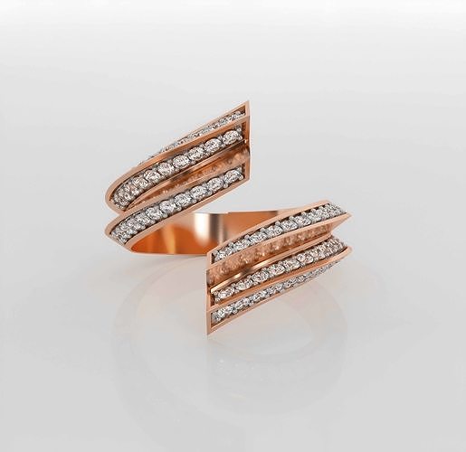 Curved Diamond Ring 3dm stl obj renders details 3D print model