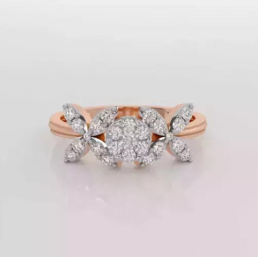 Flower Halo Diamond Ring 3dm stl obj renders details