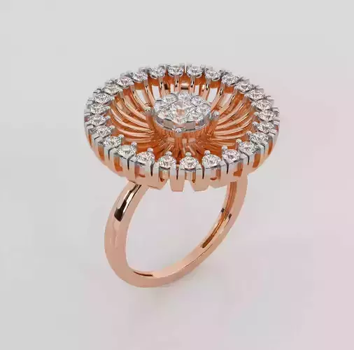 Blooming Flower Diamond Ring 3dm stl obj renders details 3D print model