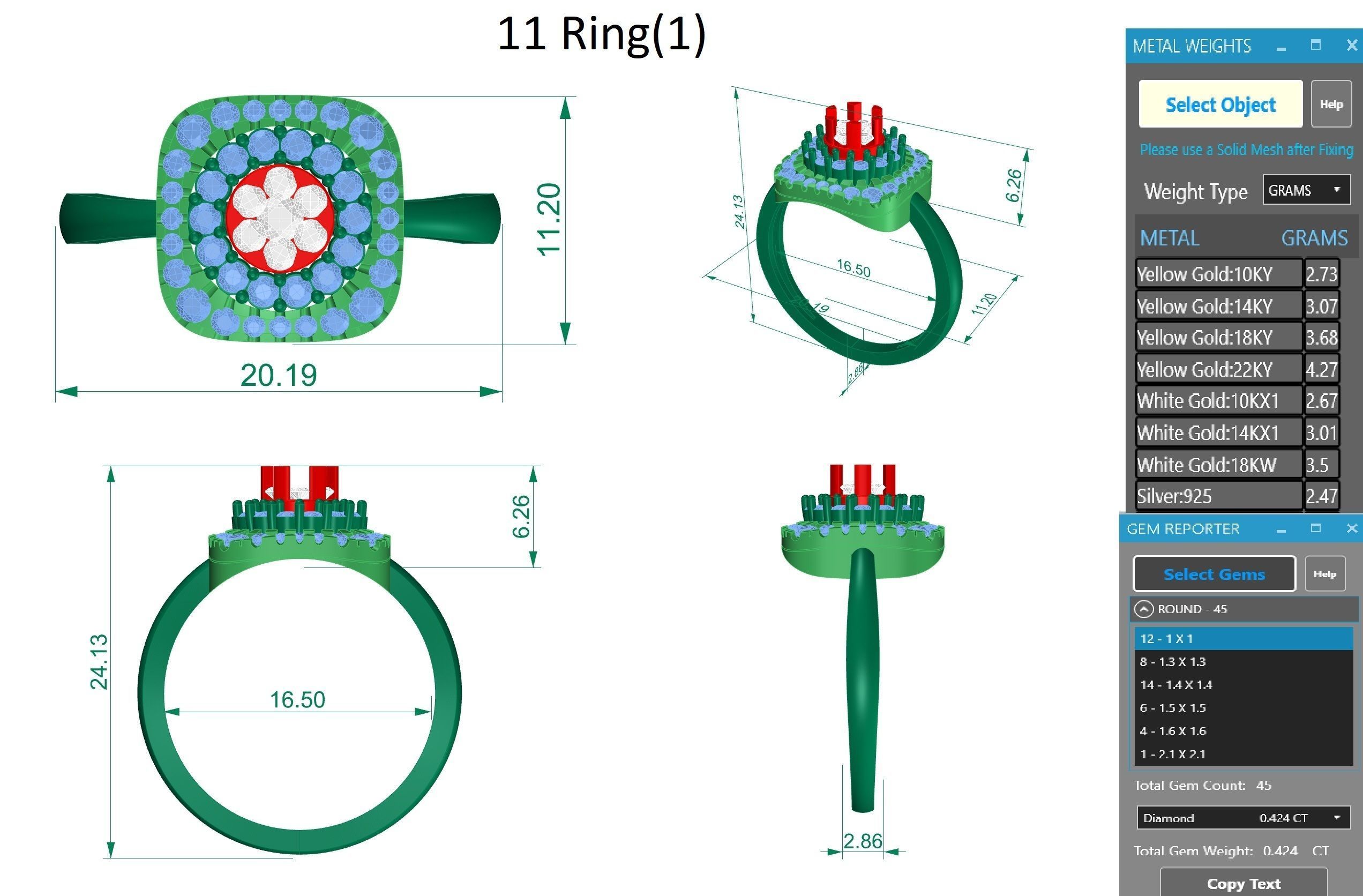 Halo Diamond Ring 3dm stl obj renders details 3D print model_3