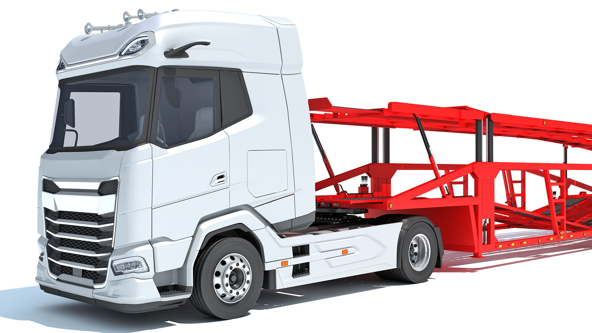 Car Carrier Semi Truck Trailer 3D model_12