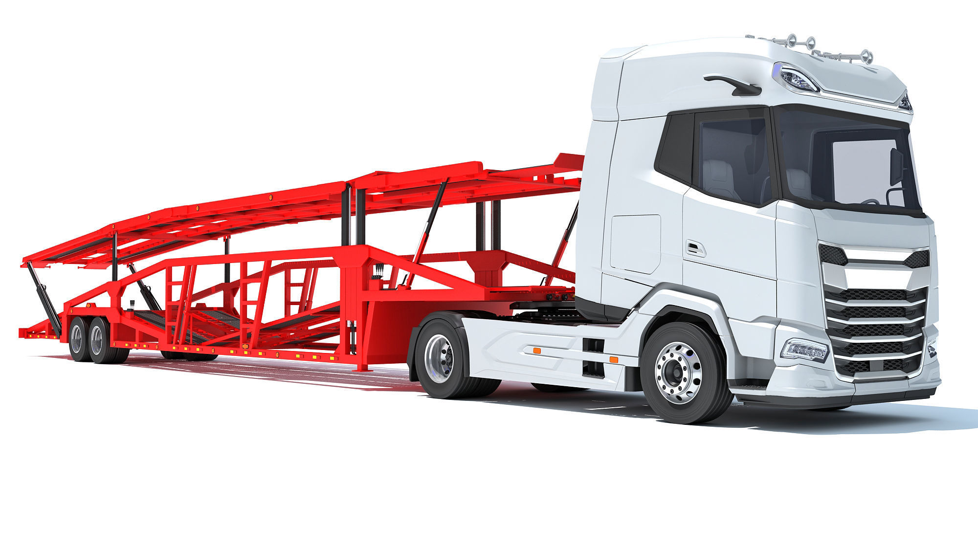 Car Carrier Semi Truck Trailer 3D model_8