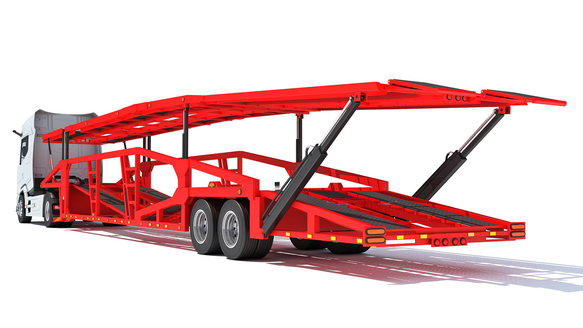 Car Carrier Semi Truck Trailer 3D model_3