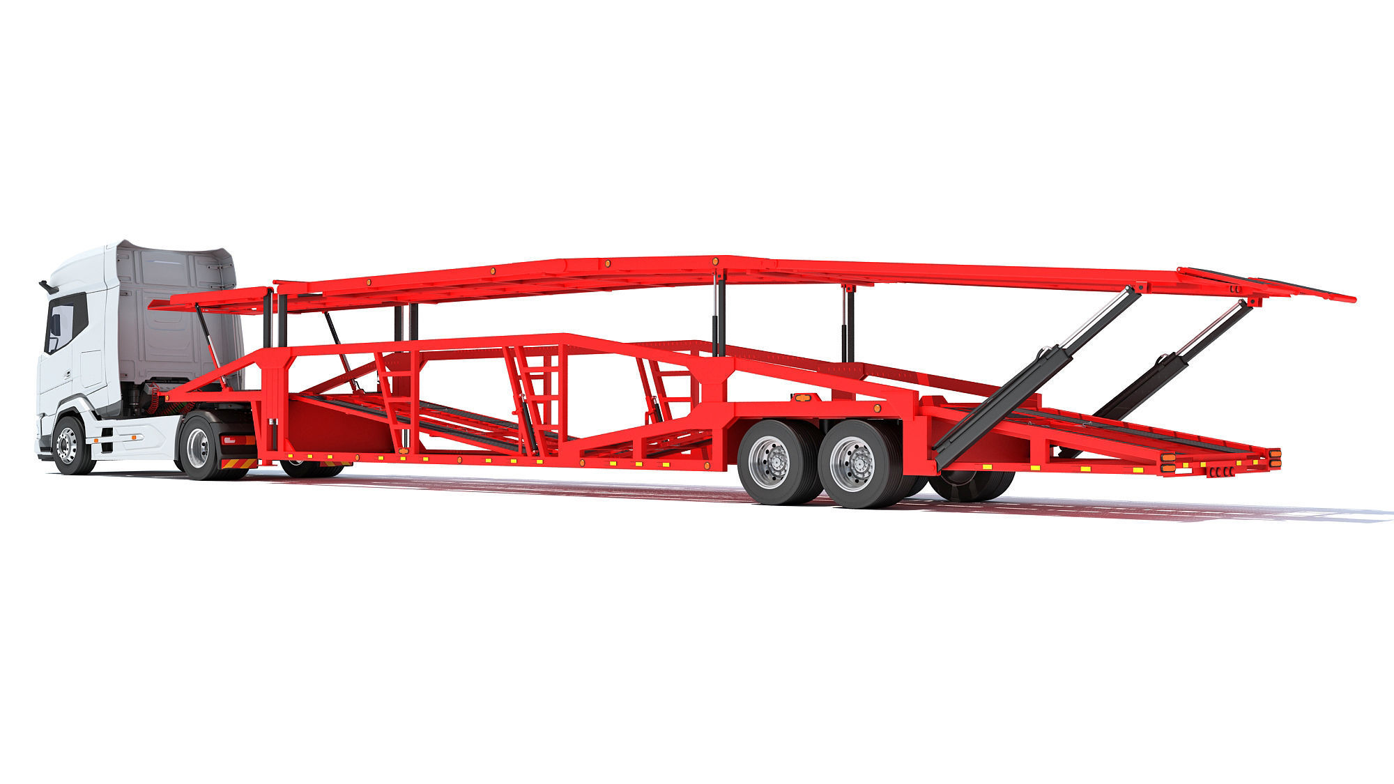 Car Carrier Semi Truck Trailer 3D model_2