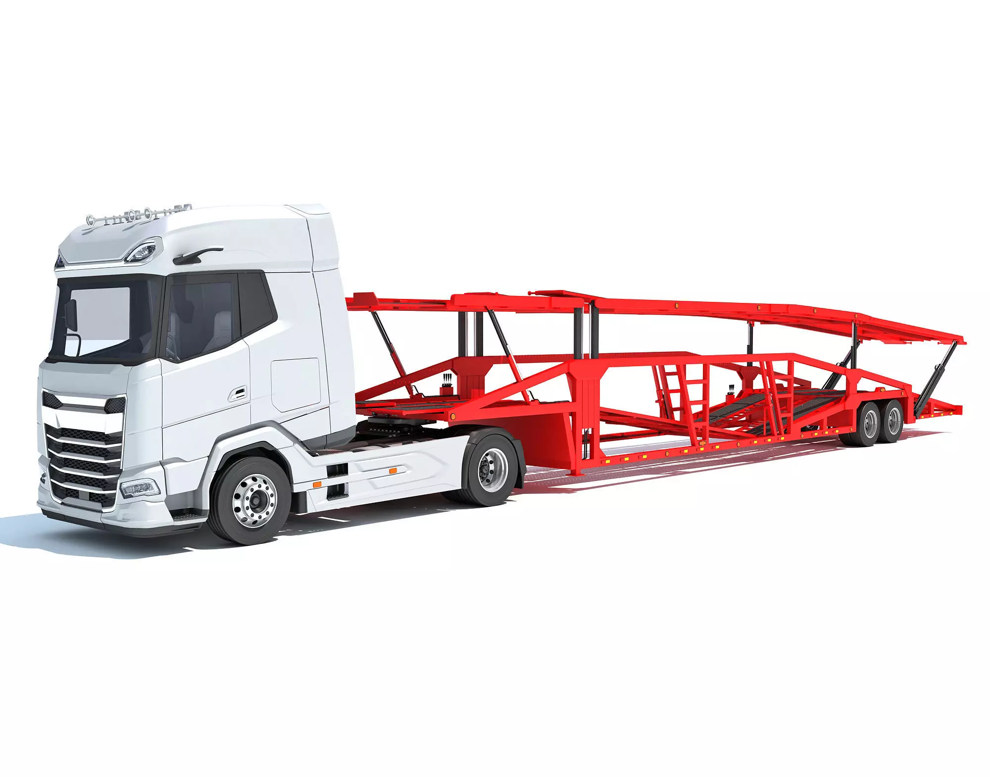 Car Carrier Semi Truck Trailer 3D model_0