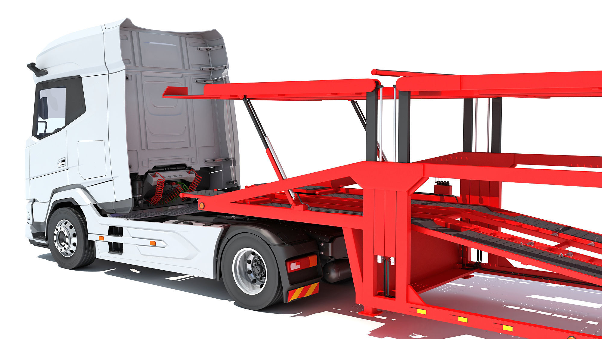 Car Carrier Semi Truck Trailer 3D model_13