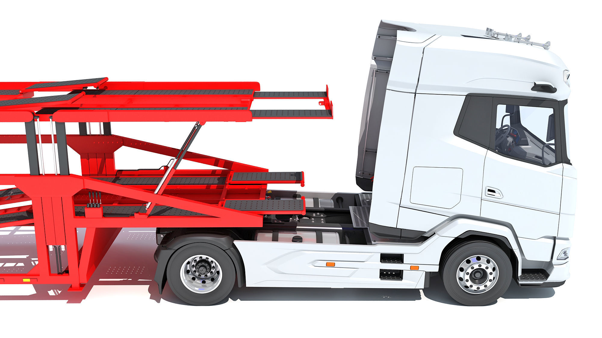 Car Carrier Semi Truck Trailer 3D model_14