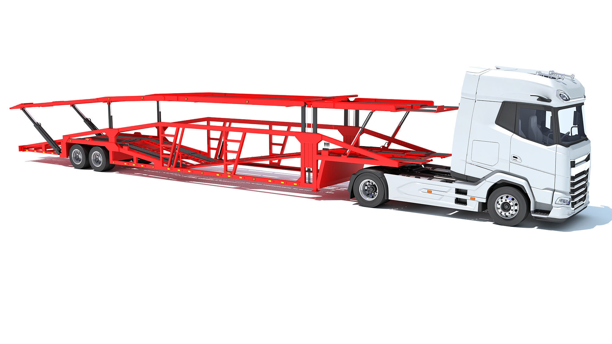 Car Carrier Semi Truck Trailer 3D model_7