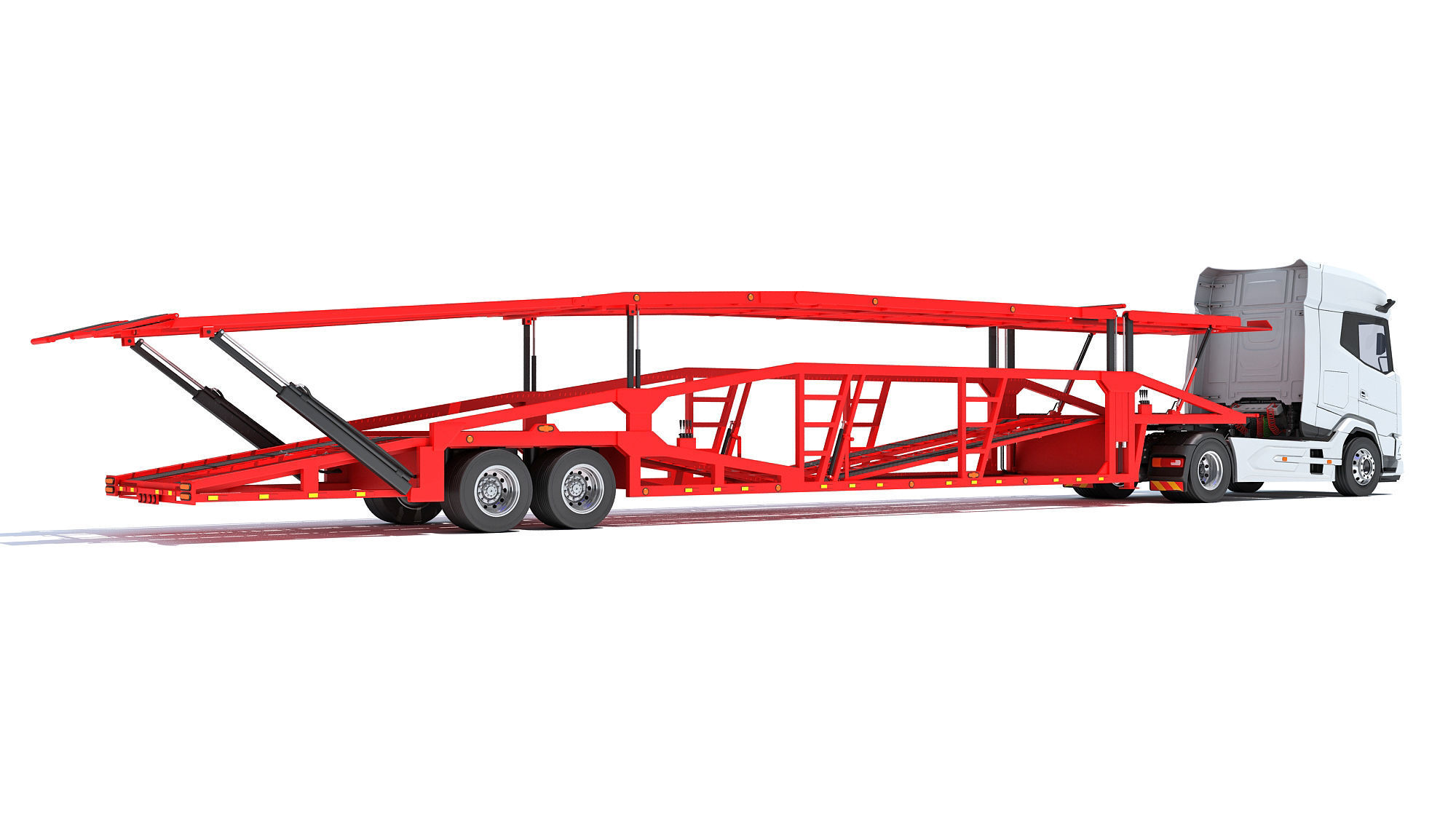 Car Carrier Semi Truck Trailer 3D model_4