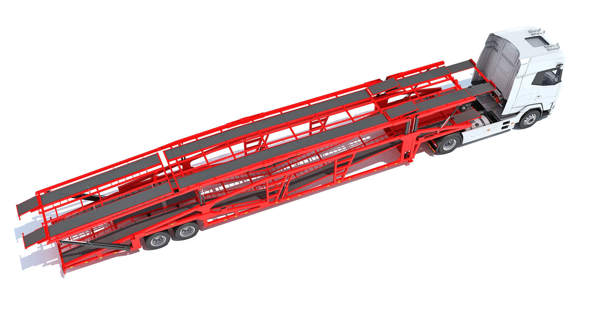 Car Carrier Semi Truck Trailer 3D model_6