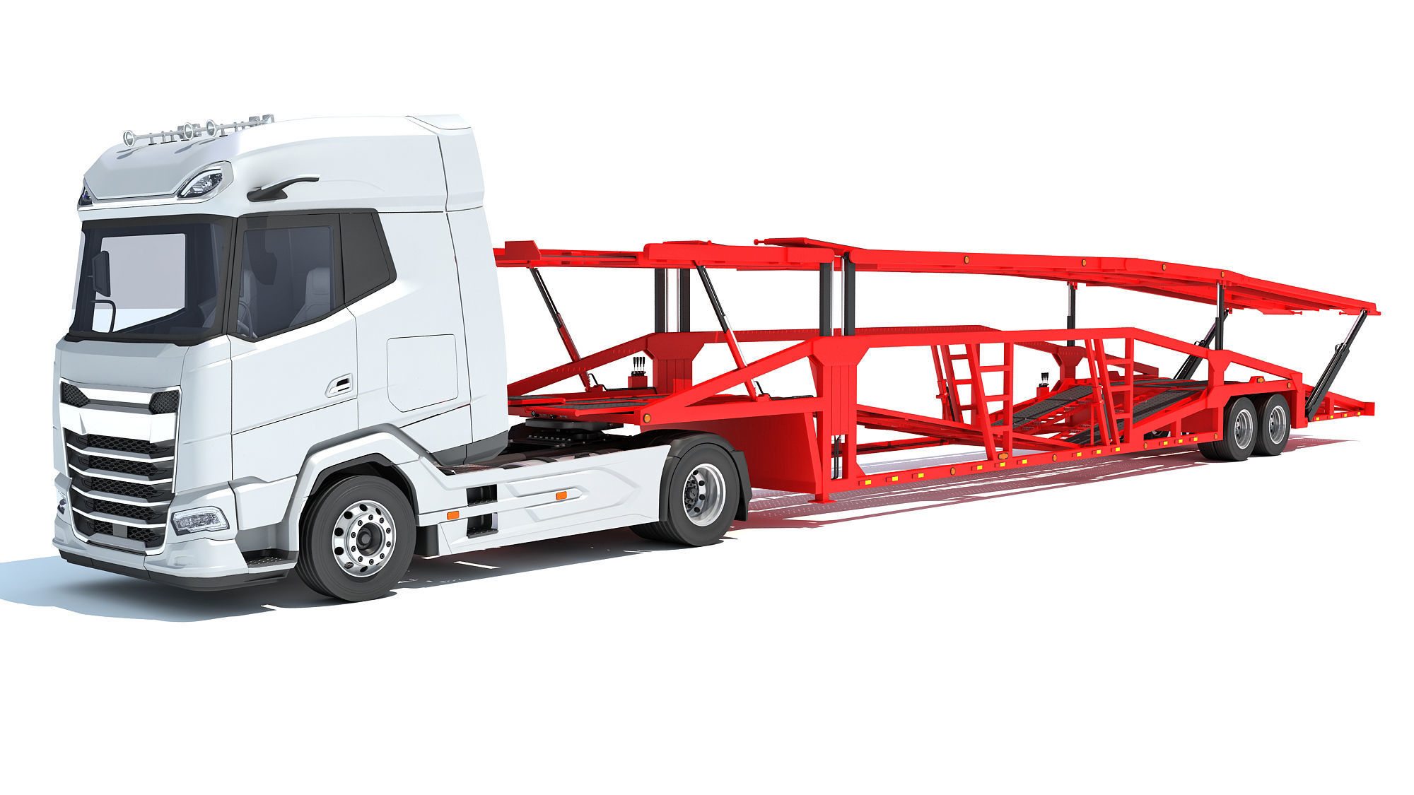 Car Carrier Semi Truck Trailer 3D model_10