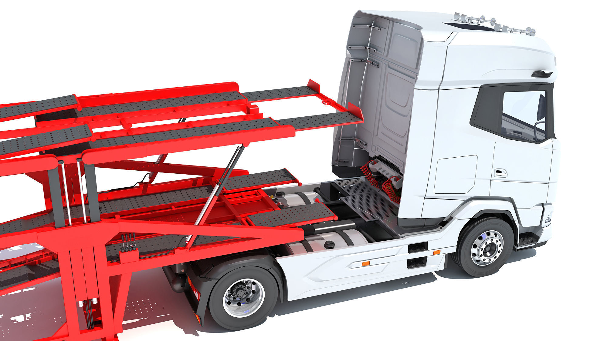 Car Carrier Semi Truck Trailer 3D model_16