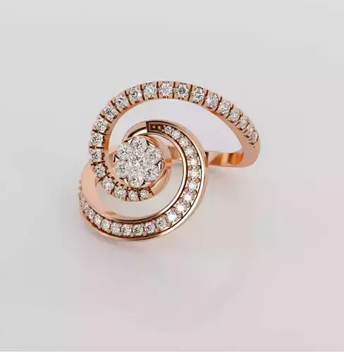 Galaxy Spiral Diamond Ring 3dm stl obj renders details