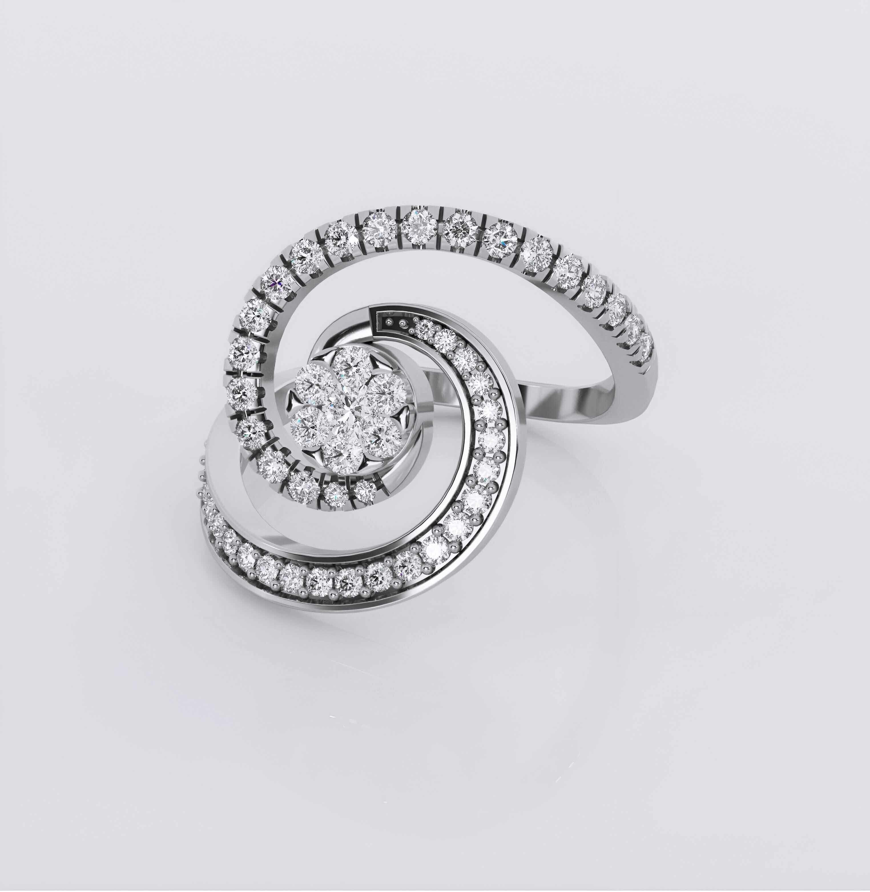 Galaxy Spiral Diamond Ring 3dm stl obj renders details 3D print model_2