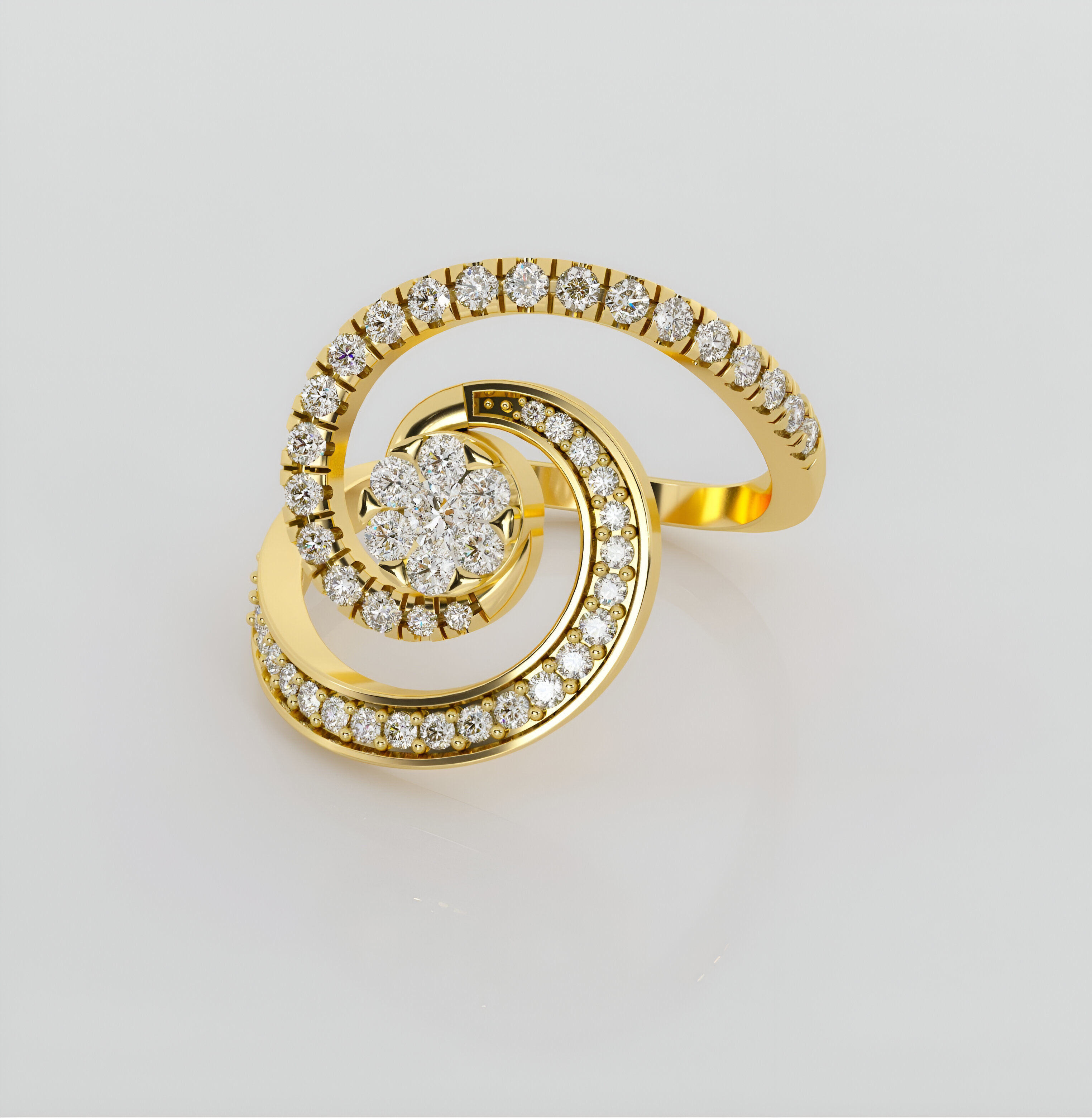 Galaxy Spiral Diamond Ring 3dm stl obj renders details 3D print model_1