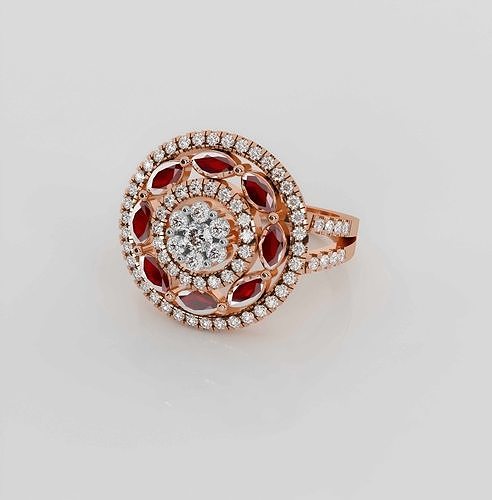 Flower Diamond Ring 3dm stl obj renders details 3D print model