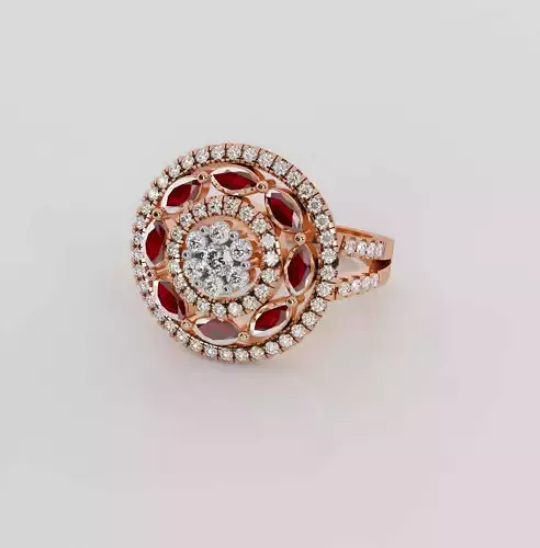 Flower Diamond Ring 3dm stl obj renders details