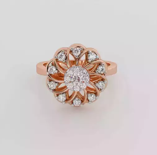 Flower Diamond Ring 3dm stl obj renders details
