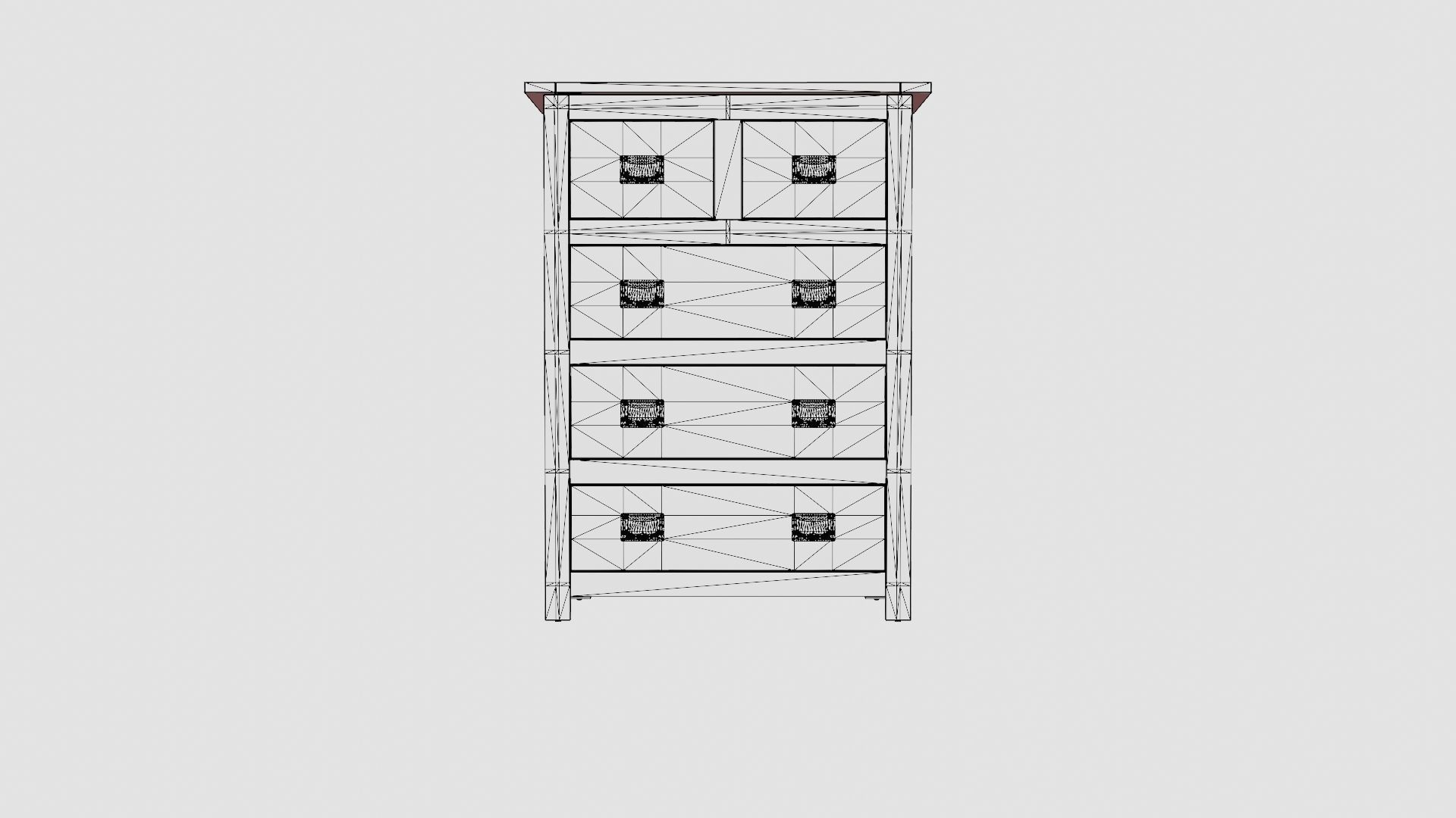 Backbay chest of drawers English Low-poly 3D model_6