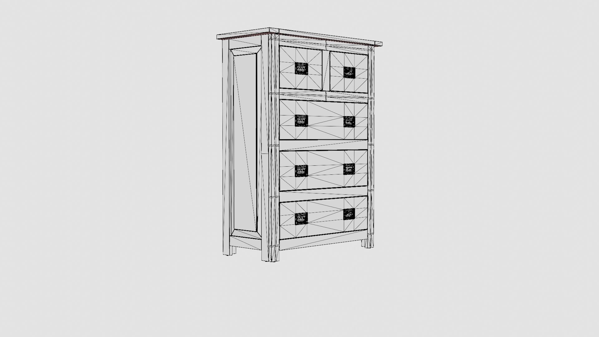 Backbay chest of drawers English Low-poly 3D model_7