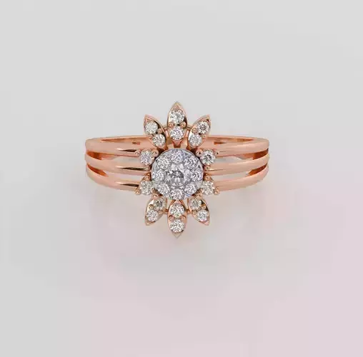 Flower Diamond Ring 3dm stl obj renders details