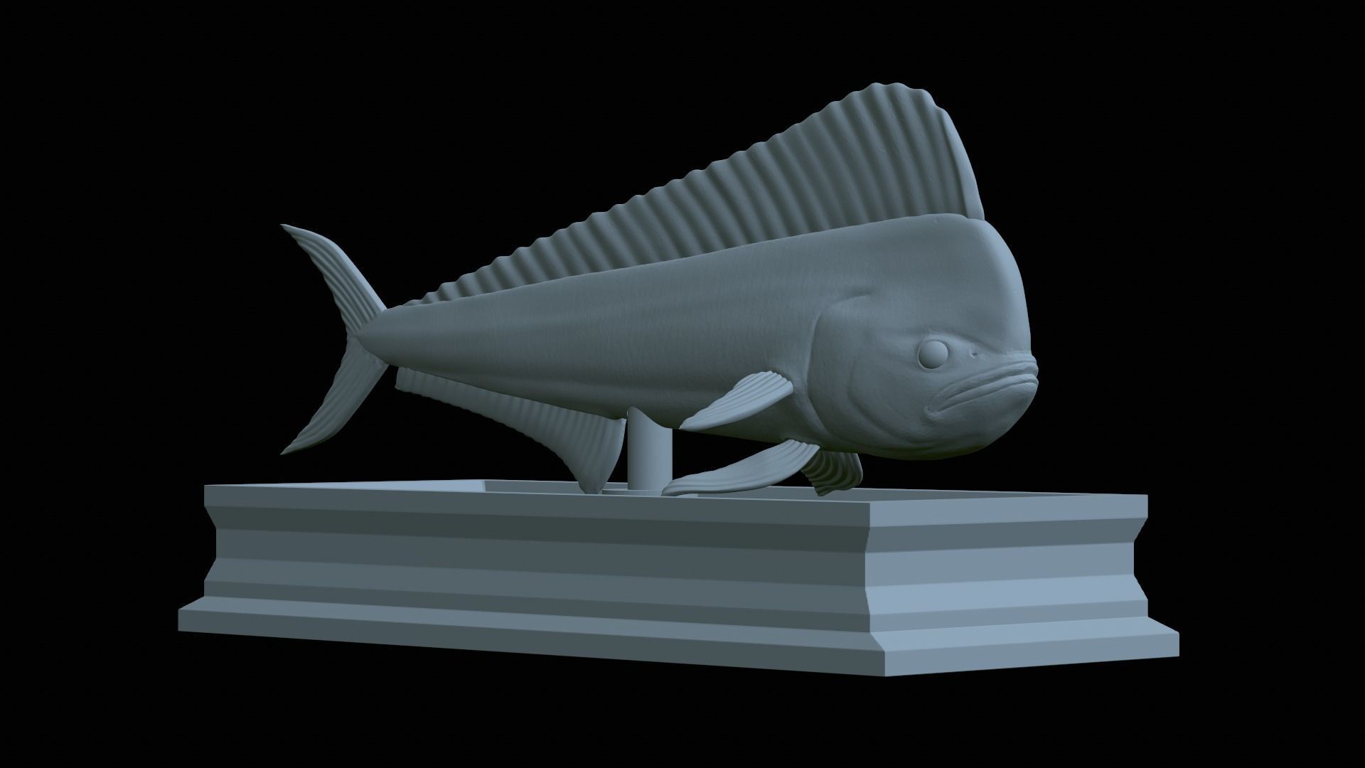 fish mahi mahi statue detailed texture 3D print model_19