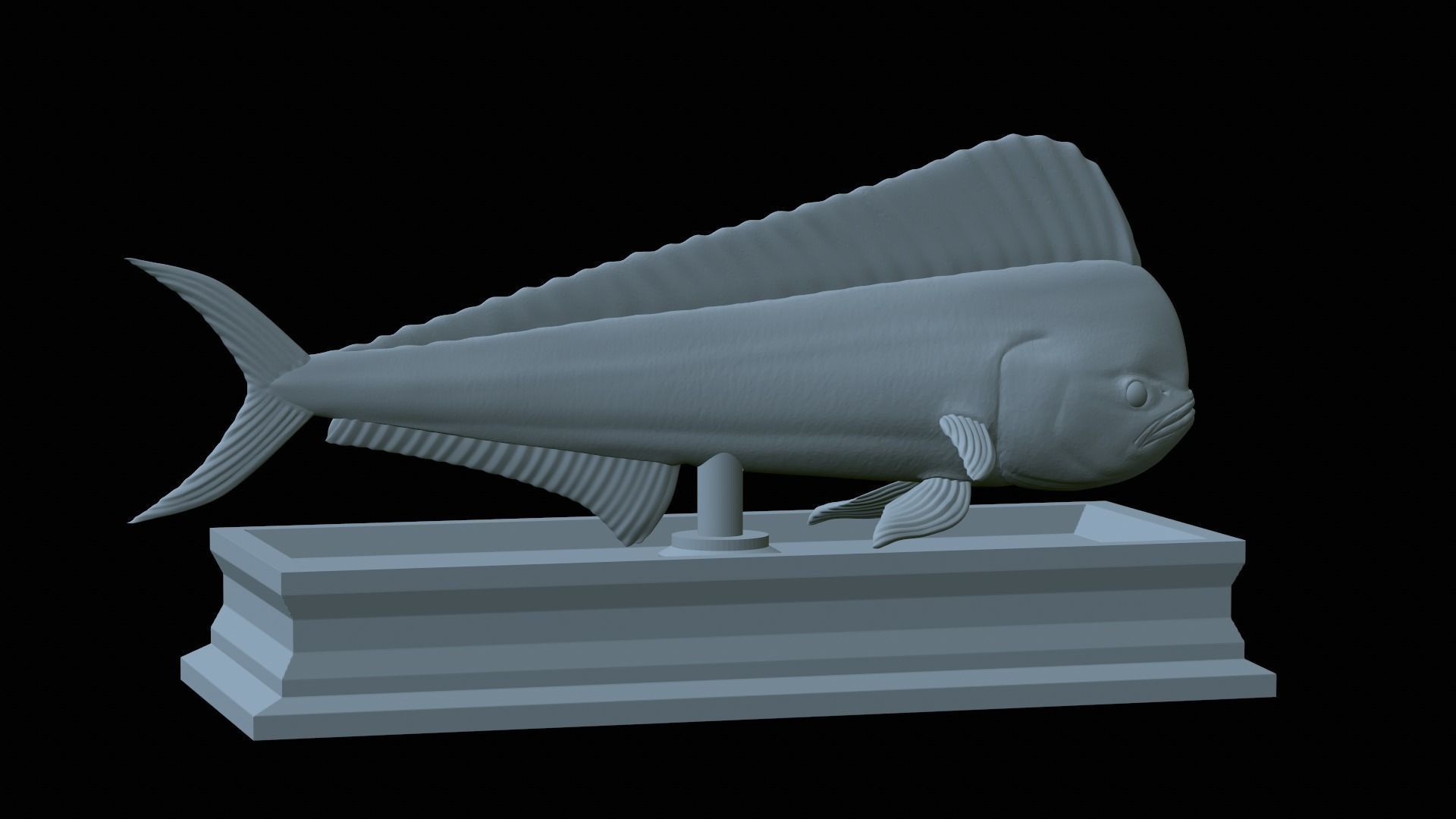 fish mahi mahi statue detailed texture 3D print model_21
