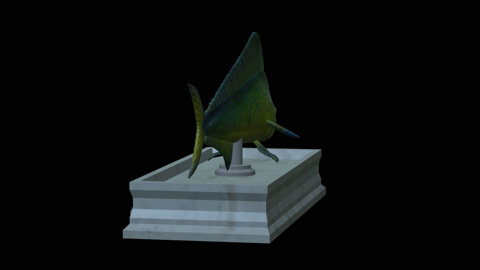 fish mahi mahi statue detailed texture 3D print model_5