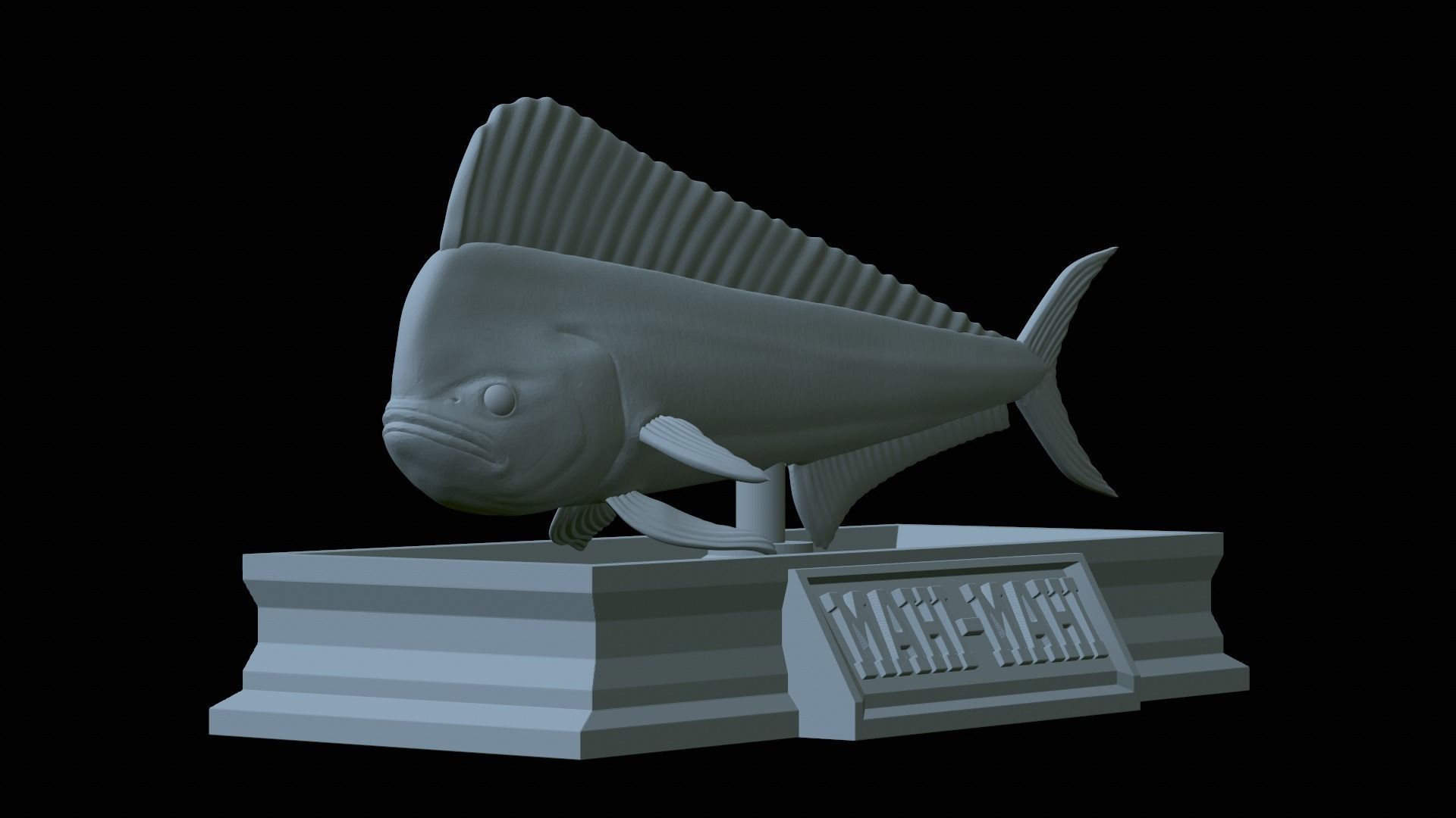 fish mahi mahi statue detailed texture 3D print model_14