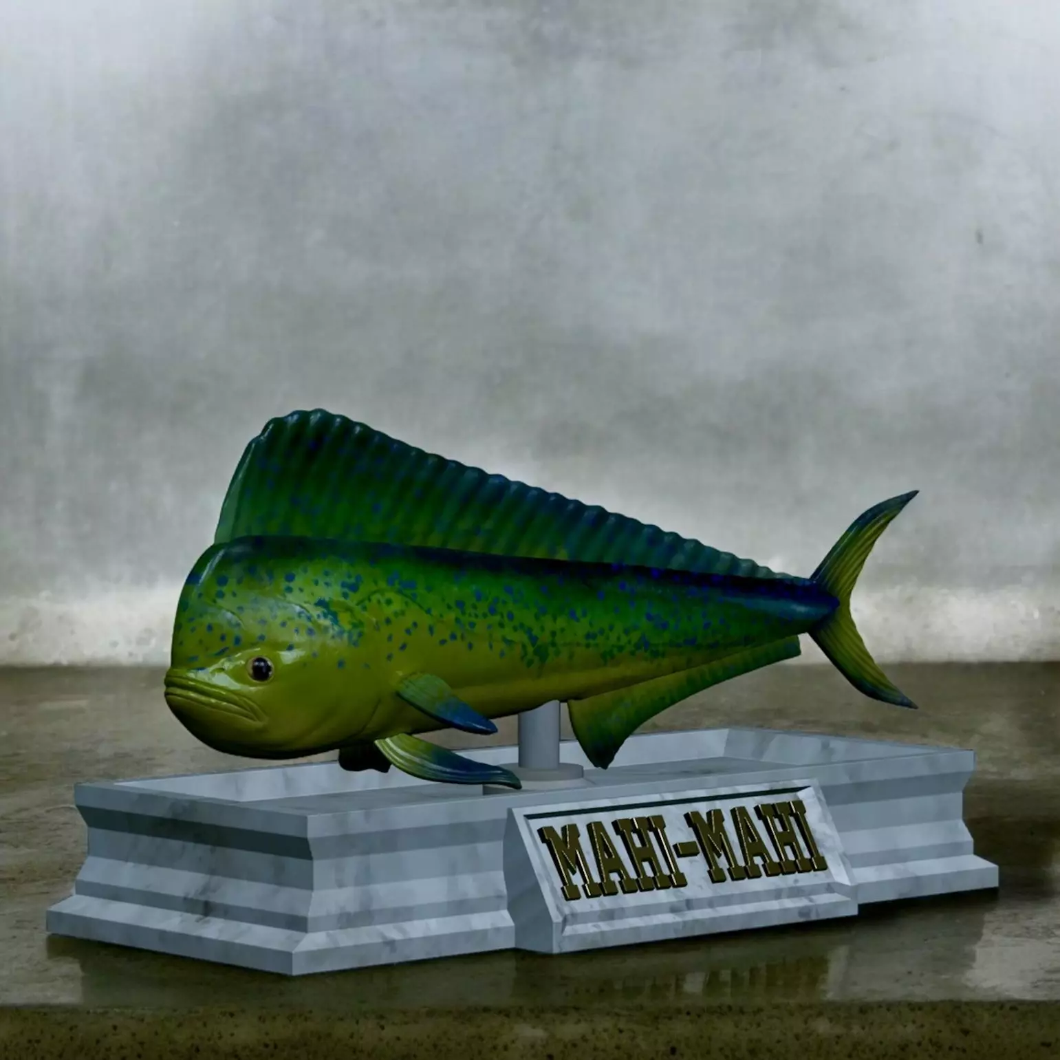 fish mahi mahi statue detailed texture 3D print model_0