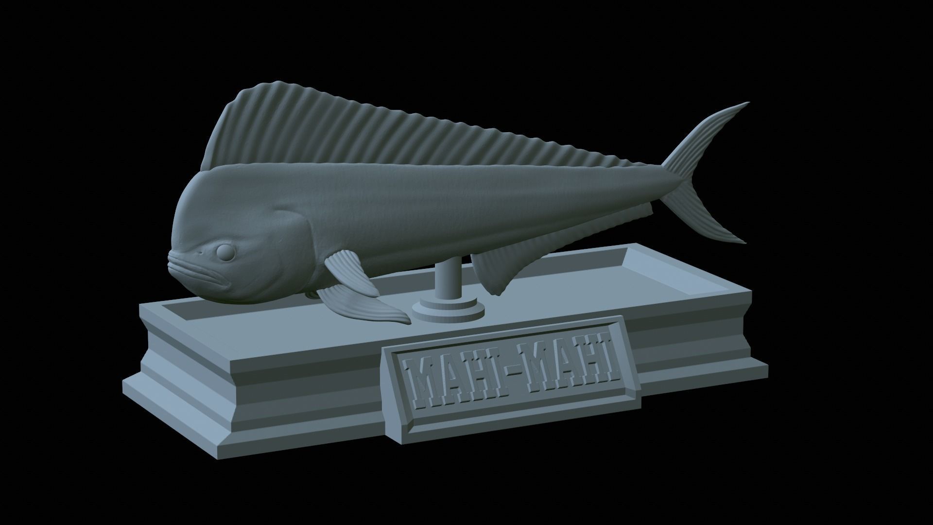 fish mahi mahi statue detailed texture 3D print model_25
