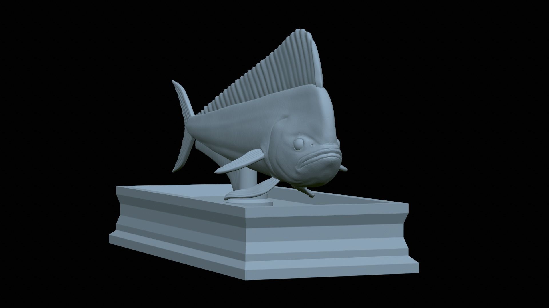 fish mahi mahi statue detailed texture 3D print model_18