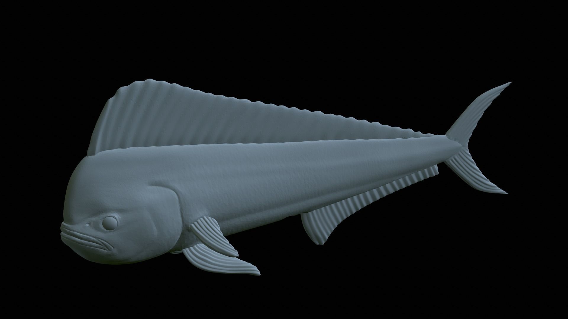 fish mahi mahi statue detailed texture 3D print model_28