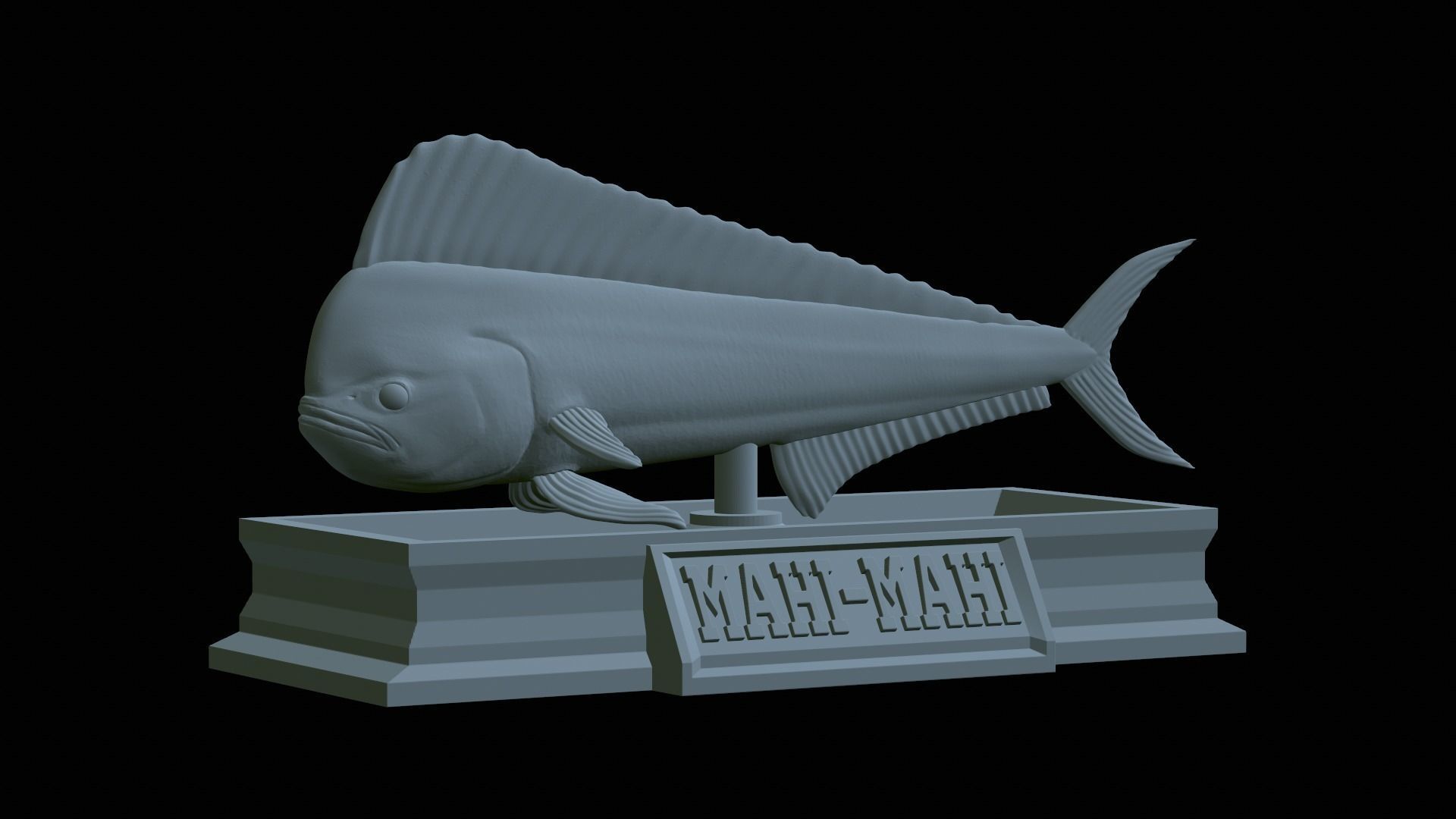 fish mahi mahi statue detailed texture 3D print model_2
