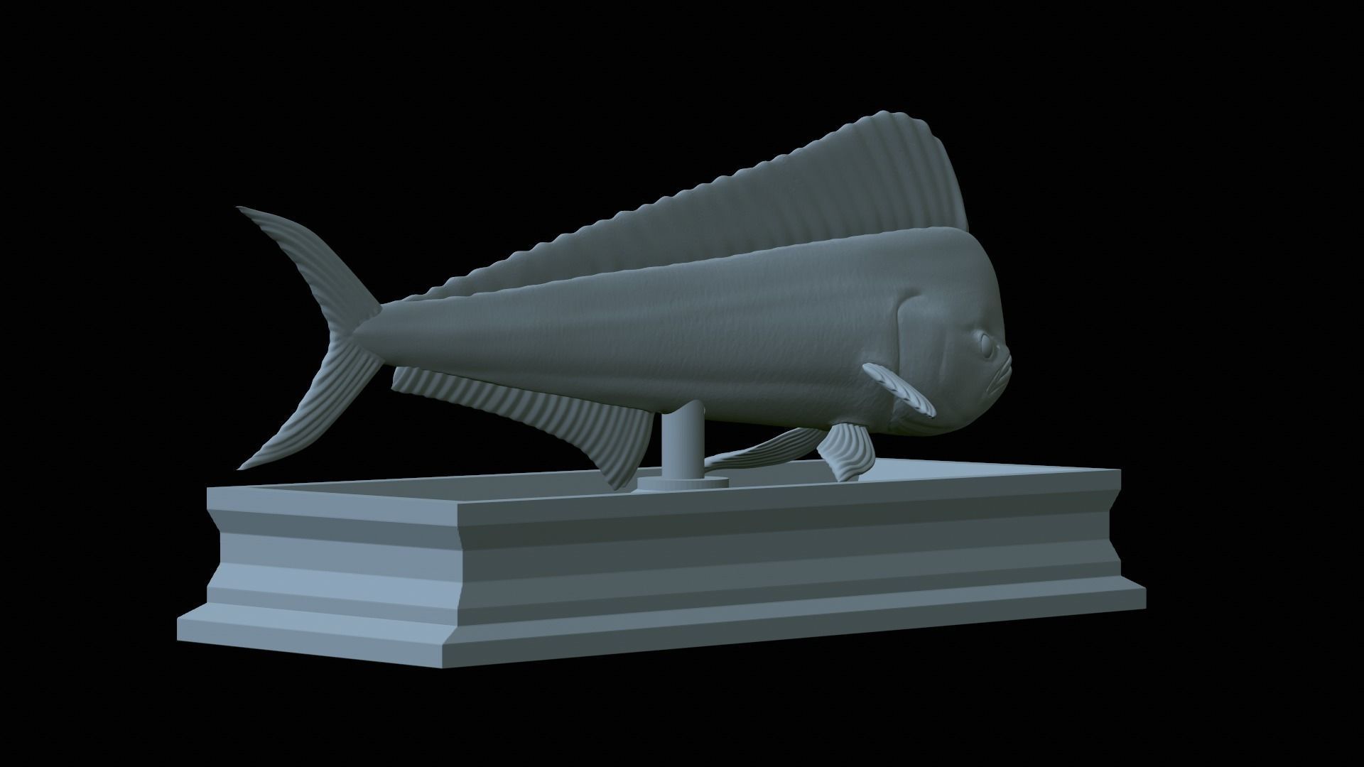 fish mahi mahi statue detailed texture 3D print model_23