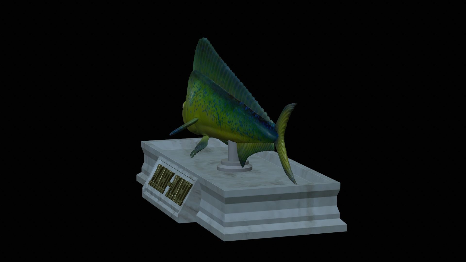 fish mahi mahi statue detailed texture 3D print model_7
