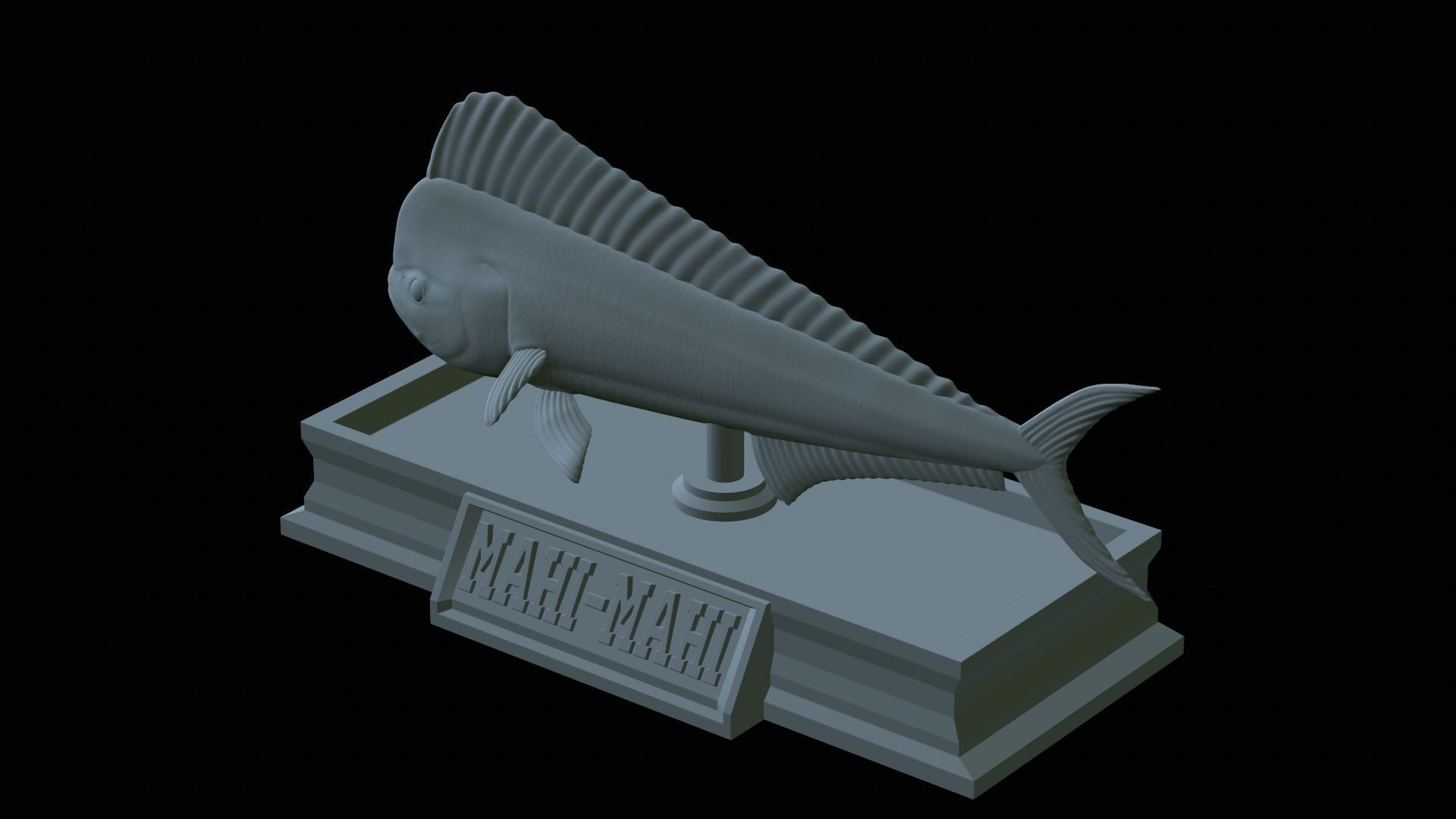 fish mahi mahi statue detailed texture 3D print model_26