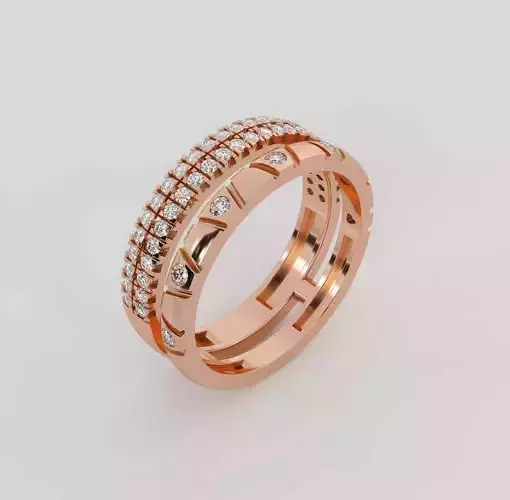 Twin Eternity Diamond Band Ring 3dm stl obj renders details